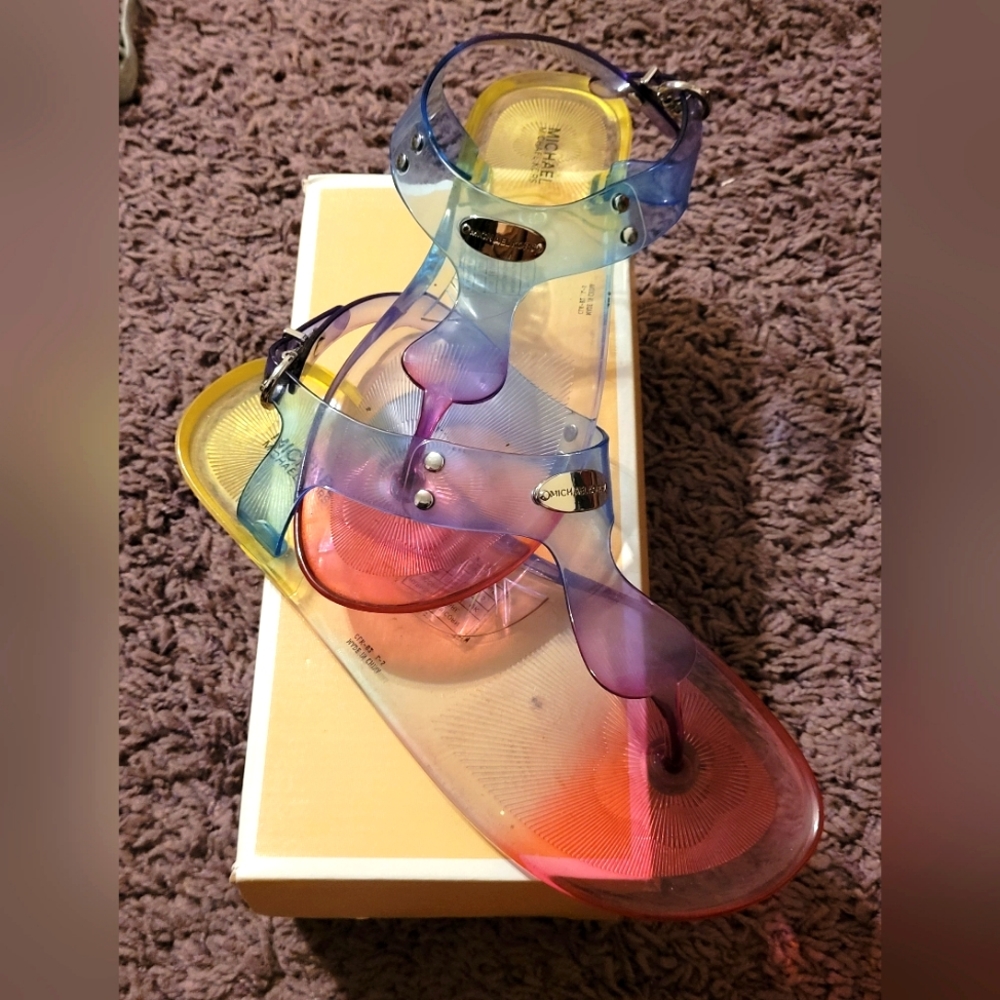 Rainbow Jelly Sandals by Michael Kors